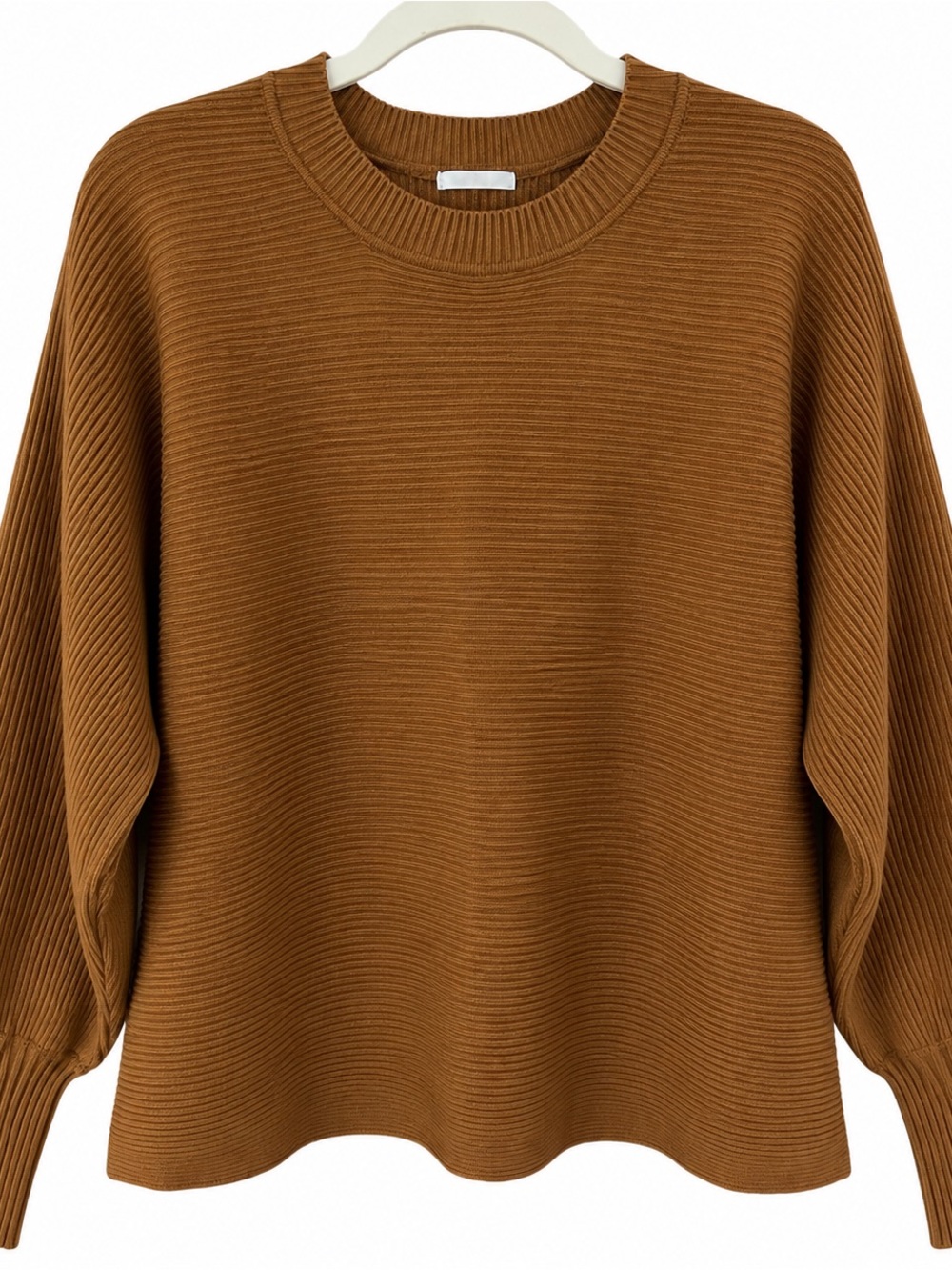 Pink Rose Size XL Brown Ribbed Knit Crewneck Long Sleeve Sweater